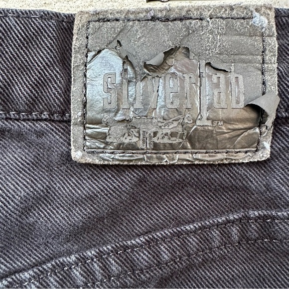 Levi’s Silvertab Loose Black Raw Hem High Rise Jeans Vintage 90s - Picture 5 of 11